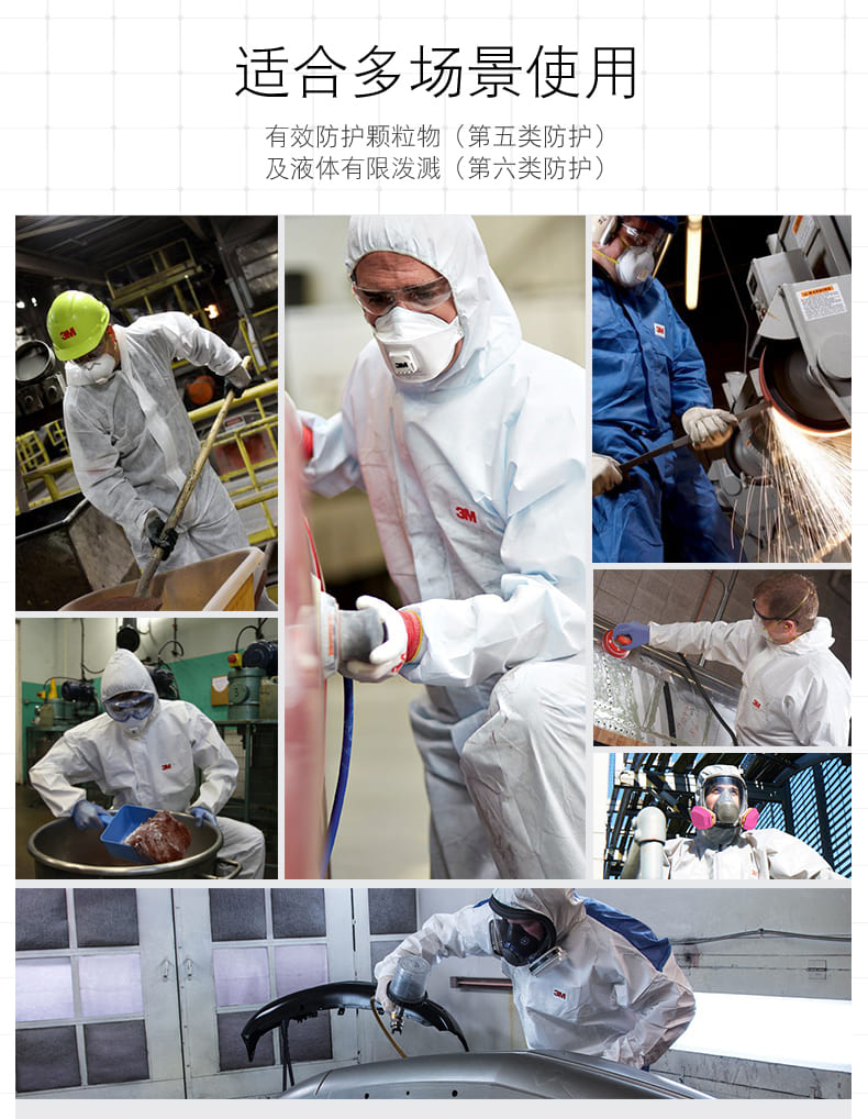 3M （4510标准型） （4515经济型） （4545医用型） 连体带帽防护服 （防尘、防静电、防化、防疫)